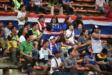 Shah alam, Malezya, 15 Ağustos 2017: Tayland ile Endonezya arasındaki 28. SEAGames sırasında Malezya 'nın Şah alam Stadyumu' nda kimliği belirsiz bir destekçi