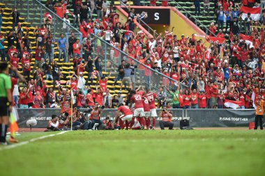 Shah alam, Malezya, 15 Ağustos 2017: Endonezya oyuncusu 28. SEAGames sırasında Endonezya 'ya karşı Şah alam Stadyumu, Malezya