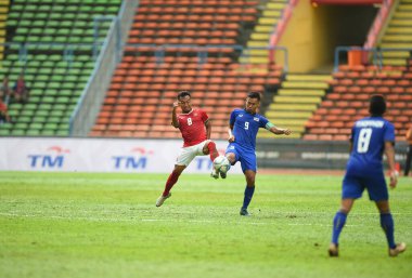 Shah alam, Malezya, 15 Ağustos 2017: Chenrop Samphaodi Tayland Oyunları 'nın 28. SEAmes Oyunları sırasında Malezya' nın Şah alam stadyumunda oynanan karşılaşma