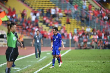 Shah alam, Malezya, 15 Ağustos 2017: Chaiyawat Buran Tayland oyuncusu 28. SEAGames sırasında Malezya 'nın Şah Alam Stadyumu' nda oynanan maçta