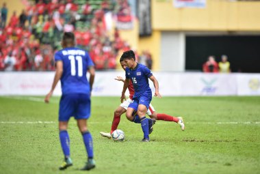 Shah alam, Malezya, 15 Ağustos 2017: Phitiwat Sookjitthummakul Tayland oyuncusu 28. SEAGames sırasında Malezya 'nın Şah Alam Stadyumu' nda oynanan maçta