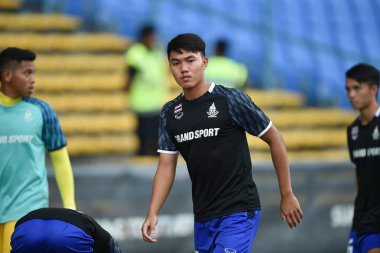 Şah alam, Malezya, 15Ağustos 2017: Tayland 'ın Peerawat Akkratum Oyuncusu 28. SEAGames sırasında Malezya' nın Şah Alam Stadyumu 'nda oynanan karşılaşma