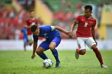 Shah alam, Malezya, 15 Ağustos 2017: Chenrop Samphaodi Tayland Oyunları 'nın 28. SEAmes Oyunları sırasında Malezya' nın Şah alam stadyumunda oynanan karşılaşma