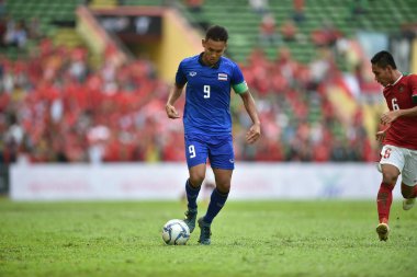 Shah alam, Malezya, 15 Ağustos 2017: Chenrop Samphaodi Tayland Oyunları 'nın 28. SEAmes Oyunları sırasında Malezya' nın Şah alam stadyumunda oynanan karşılaşma