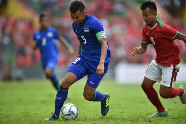 Shah alam, Malezya, 15 Ağustos 2017: Chenrop Samphaodi Tayland Oyunları 'nın 28. SEAmes Oyunları sırasında Malezya' nın Şah alam stadyumunda oynanan karşılaşma