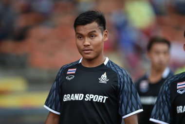 Şah alam, Malezya, 15 Ağustos 2017: Saringkan Peomsupa Tayland Oyuncusu 28. SEAGames sırasında Malezya 'nın Şah Alam Stadyumu' nda oynanan karşılaşma