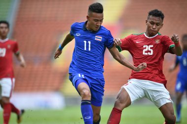 Shah alam, Malezya, 15 Ağustos 2017: Kevin Deeromram Tayland Oyuncusu 28. SEAGames sırasında Malezya 'nın Şah Alam Stadyumu' nda oynanan maçta