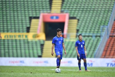 Shah alam, Malezya, 15 Ağustos 2017: Rattanakorn Maikami Tayland futbolcusu 28. SEAGames sırasında Malezya 'nın Şah Alam Stadyumu' nda oynanan maçta