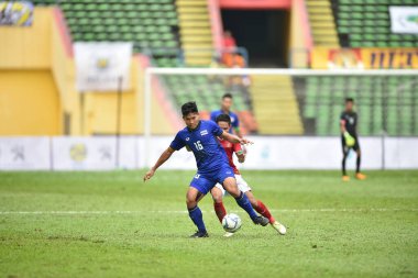 Shah alam, Malezya, 15 Ağustos 2017: Phitiwat Sookjitthummakul Tayland oyuncusu 28. SEAGames sırasında Malezya 'nın Şah Alam Stadyumu' nda oynanan maçta