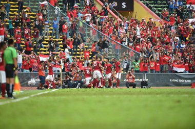 Shah alam, Malezya, 15 Ağustos 2017: Endonezya oyuncusu 28. SEAGames sırasında Endonezya 'ya karşı Şah alam Stadyumu, Malezya