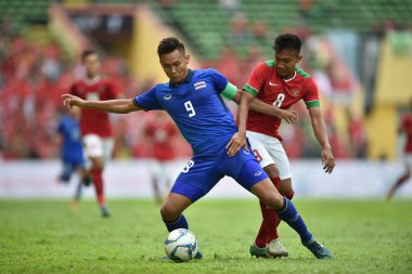 Shah alam, Malezya, 15 Ağustos 2017: Chenrop Samphaodi Tayland Oyunları 'nın 28. SEAmes Oyunları sırasında Malezya' nın Şah alam stadyumunda oynanan karşılaşma