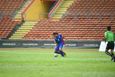 Shah alam, Malezya, 15 Ağustos 2017: Chenrop Samphaodi Tayland Oyunları 'nın 28. SEAmes Oyunları sırasında Malezya' nın Şah alam stadyumunda oynanan karşılaşma