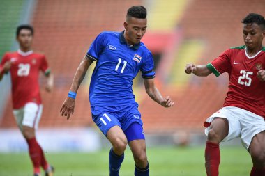 Shah alam, Malezya, 15 Ağustos 2017: Kevin Deeromram Tayland Oyuncusu 28. SEAGames sırasında Malezya 'nın Şah Alam Stadyumu' nda oynanan maçta