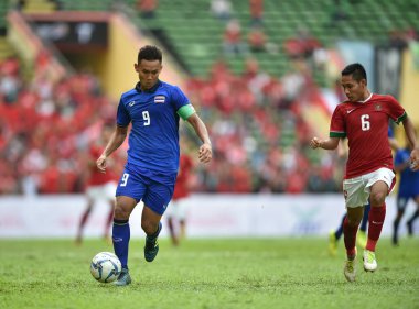 Shah alam, Malezya, 15 Ağustos 2017: Chenrop Samphaodi Tayland Oyunları 'nın 28. SEAmes Oyunları sırasında Malezya' nın Şah alam stadyumunda oynanan karşılaşma