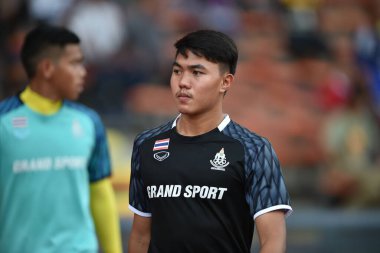 Şah alam, Malezya, 15Ağustos 2017: Tayland 'ın Peerawat Akkratum Oyuncusu 28. SEAGames sırasında Malezya' nın Şah Alam Stadyumu 'nda oynanan karşılaşma