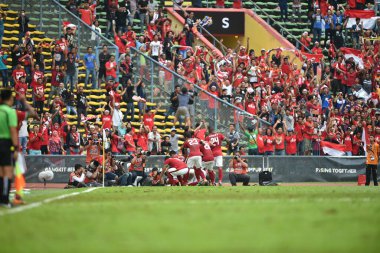 Shah alam, Malezya, 15 Ağustos 2017: Endonezya oyuncusu 28. SEAGames sırasında Endonezya 'ya karşı Şah alam Stadyumu, Malezya