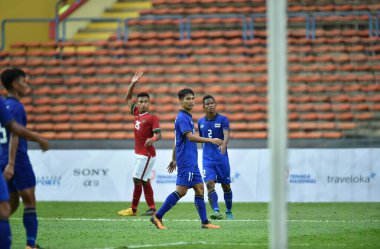 Shah alam, Malezya, 15 Ağustos 2017: Rattanakorn Maikami Tayland futbolcusu 28. SEAGames sırasında Malezya 'nın Şah Alam Stadyumu' nda oynanan maçta