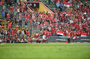 Shah alam, Malezya, 15 Ağustos 2017: Endonezya oyuncusu 28. SEAGames sırasında Endonezya 'ya karşı Şah alam Stadyumu, Malezya