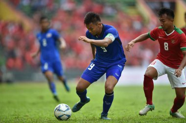 Shah alam, Malezya, 15 Ağustos 2017: Chenrop Samphaodi Tayland Oyunları 'nın 28. SEAmes Oyunları sırasında Malezya' nın Şah alam stadyumunda oynanan karşılaşma