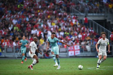 Kallang-Singapur-28 Temmuz 2018: Pierre-Emerick Aubameyang # 14 Arsenal Player in action during icc2018 Arsenal against Paris saint-German at national stadium, Singgapur