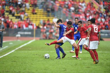 Shah alam, Malezya, 15 Ağustos 2017: Phitiwat Sookjitthummakul Tayland oyuncusu 28. SEAGames sırasında Malezya 'nın Şah Alam Stadyumu' nda oynanan maçta