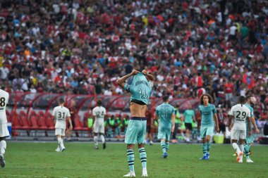 Kallang-Singapur-28 Temmuz 2018: Pierre-Emerick Aubameyang # 14 Arsenal Player in action during icc2018 Arsenal against Paris saint-German at national stadium, Singgapur