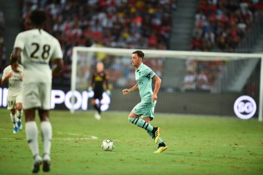 Kallang-Singapur-28 Temmuz 2018: Mesut Ozil # 10 Arsenal Player of Arsenal (C2018) sırasında attığı gol için tebrik ederim.