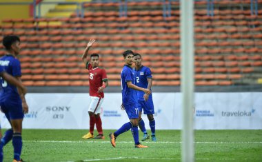Shah alam, Malezya, 15 Ağustos 2017: Rattanakorn Maikami Tayland futbolcusu 28. SEAGames sırasında Malezya 'nın Şah Alam Stadyumu' nda oynanan maçta
