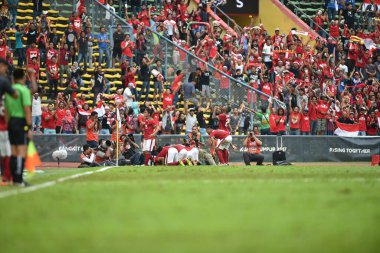 Shah alam, Malezya, 15 Ağustos 2017: Endonezya oyuncusu 28. SEAGames sırasında Endonezya 'ya karşı Şah alam Stadyumu, Malezya