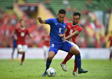 Shah alam, Malezya, 15 Ağustos 2017: Chenrop Samphaodi Tayland Oyunları 'nın 28. SEAmes Oyunları sırasında Malezya' nın Şah alam stadyumunda oynanan karşılaşma