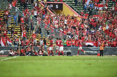 Shah alam, Malezya, 15 Ağustos 2017: Endonezya oyuncusu 28. SEAGames sırasında Endonezya 'ya karşı Şah alam Stadyumu, Malezya