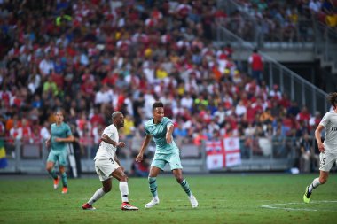 Kallang-Singapur-28 Temmuz 2018: Pierre-Emerick Aubameyang # 14 Arsenal Player in action during icc2018 Arsenal against Paris saint-German at national stadium, Singgapur