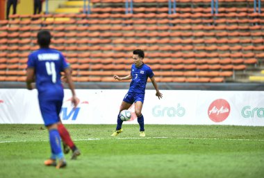 Shah alam, Malezya, 15 Ağustos 2017: Nattawut Sombatyotha Tayland Futbolcusu 28. SEAmes Oyunları sırasında Malezya 'nın Şah alam Stadyumu' nda oynanan karşılaşma