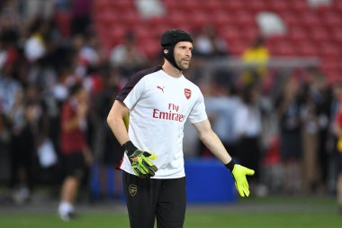 Kallang-Singapur-26 Haziran 2018: Cephaneliğin petr cech oynatıcısı icc2018 yılında atletico de madrid 'e karşı ulusal stadyum, Singapur' da