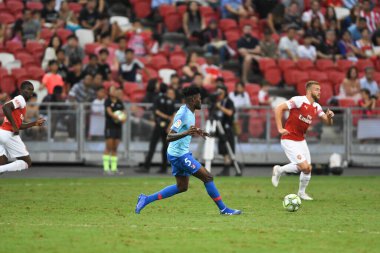 Kallang-Singapur-26Jul2018: Thomas Party # 5 Atletico Madrid oyuncusu 2018 'den önce atletico de Madrid' e karşı ulusal stadyum, Singgapur 'da oynuyordu.