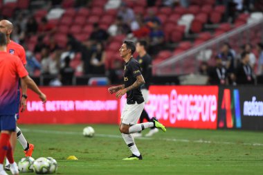 Kallang-Singapur-30 Temmuz 2018: Angel Di Maria # 11 PSG oyuncusu icc2018 'de Atletico Madrid ile Paris Saint-Alman Ulusal Stadyumu, Singapur' da karşı karşıya geldi.