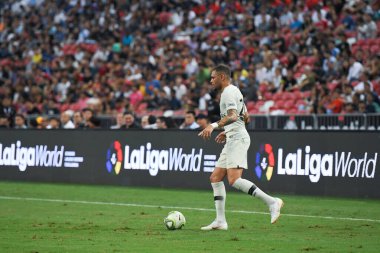 Kallang-Singapur-30 Temmuz 2018: Layvin Kurzawa # 20 PSG oyuncusu icc2018 yılında Atletico Madrid ile Paris Saint-Alman Millî Stadyumu, Singapur 'da karşı karşıya geldi.