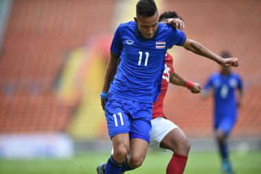 Shah alam, Malezya, 15 Ağustos 2017: Kevin Deeromram Tayland Oyuncusu 28. SEAGames sırasında Malezya 'nın Şah Alam Stadyumu' nda oynanan maçta
