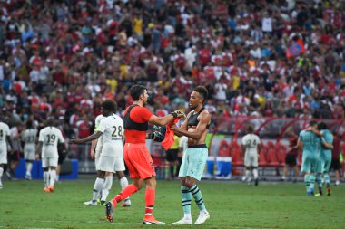 Kallang-Singapur-28 Temmuz 2018: Pierre-Emerick Aubameyang # 14 Arsenal Player in action during icc2018 Arsenal against Paris saint-German at national stadium, Singgapur