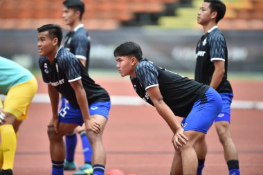 Şah alam, Malezya, 15Ağustos 2017: Tayland 'ın Peerawat Akkratum Oyuncusu 28. SEAGames sırasında Malezya' nın Şah Alam Stadyumu 'nda oynanan karşılaşma