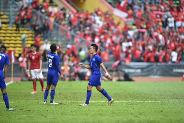 Shah alam, Malezya, 15 Ağustos 2017: Nopphon Phonkam Tayland Oyuncusu 28. SEAGames sırasında Malezya 'nın Şah Alam Stadyumu' nda oynanan karşılaşma