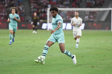 Kallang-Singapur-28 Temmuz 2018: Alex iwobi # 17 Arsenal oyuncusu icc2018 'de Paris Saint-Almanya ile ulusal stadyum, Singapur' da karşı karşıya geldi.