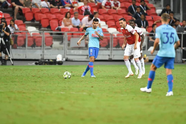 Kallang-Singapur-26 Haziran 2018: Angel correa # 11 Atletico Madrid oyuncusu atletico de Madrid Ulusal Stadyumu, Singapur 'daki cephaneliğe karşı 2018' den önce harekete geçti