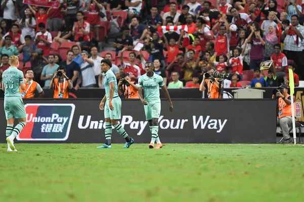 Kallang Singapore Jul 2018 Player Arsenal Congratulation Goal Icc2018 Arsenal — Stock Photo, Image