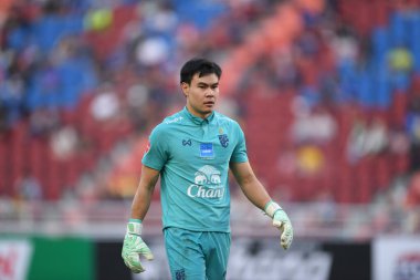 BANGKOK. THAILAND - 11. NOVEMBER 2020: Worrawut Srisupa # 23 Tayland futbolcusu Tayland ile Rajamangkala Stadyumu arasındaki dostluk maçı sırasında