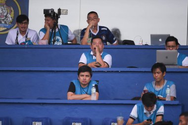 Nakhonpathom-Tayland-10 OCT 2020 Basın tribünü Nakhonpathom ile Tayland Spor Okulu Stadyumu arasındaki dostluk maçı sırasında