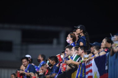 Bangkok-Tayland-20 Mar 2021-Meçhul BG taraftarı BG Prathum ile Tayland 'daki Leo Stadyumu' nda ratchaburi karşı karşıya