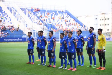 Bangkok-Tayland-20 Mar 2021-Bg Prathum oyuncusu BG Prathum ile Tayland 'daki Leo Stadyumu' nda ratchaburi karşı karşıya