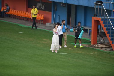 Bangkok-Tayland-20 Ocak 2020: PAT Stadyumu 2020 'de AFC Şampiyonlar Ligi' nde antrenman sırasında liman başkanı Nuoenpan lamsam