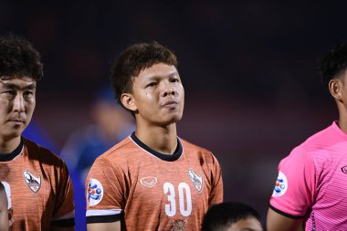 Chiangrai-Tayland-FEB 18, 2020: SURIYA SINGMUI # 30 chiangrai uted in action during afc 2020 between chiangrai utd against Pekin guoan fc at United stadium, chiangrai, thailand